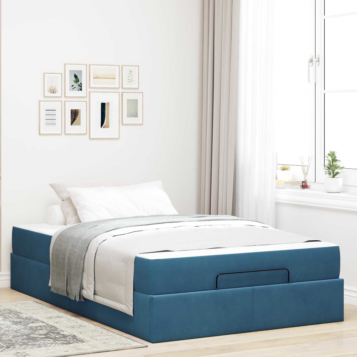 Bedframe met matras 2 pcs Blauw Fluweel is nu te koop bij PeponiXL, paradijselijk wonen!