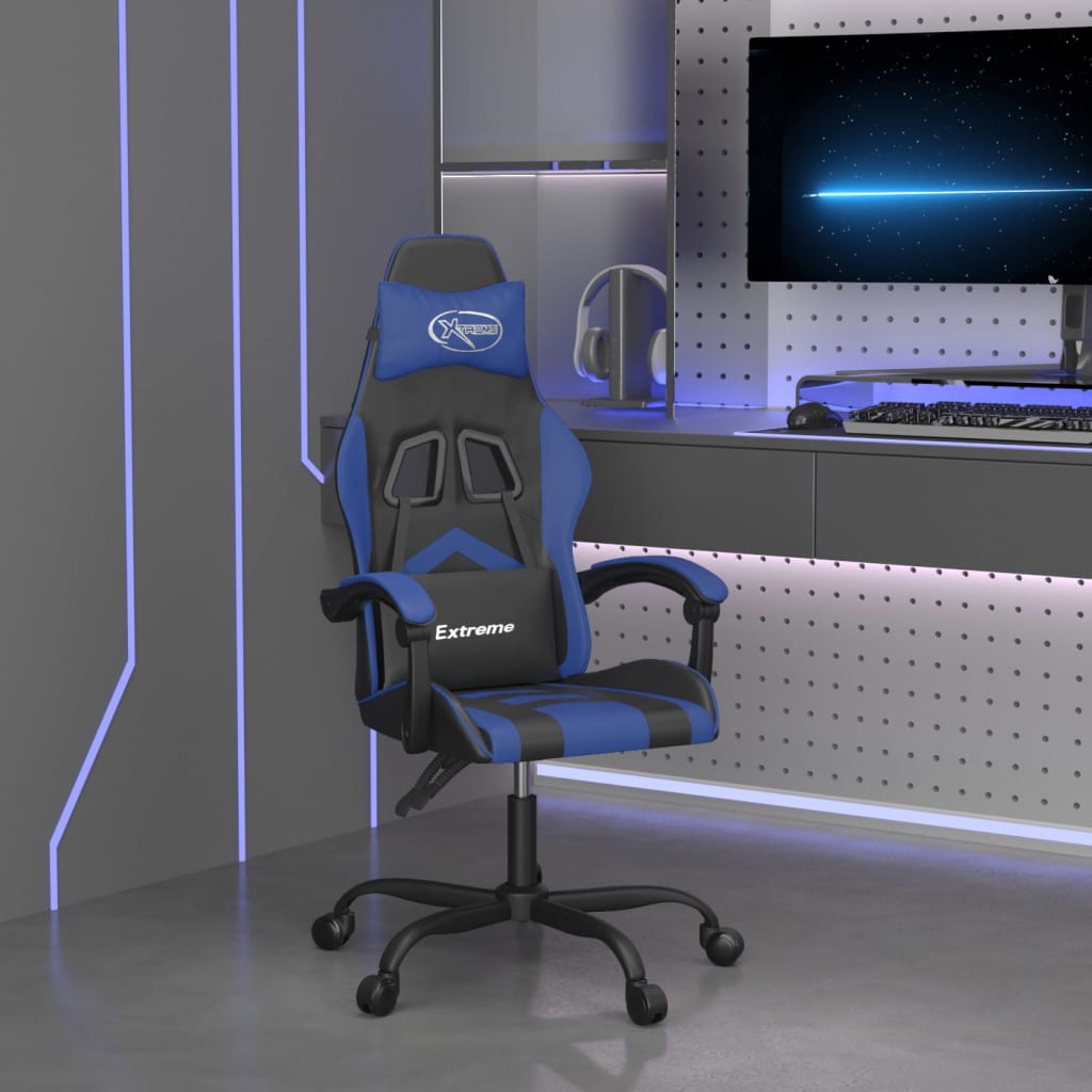 Gamestoel kunstleer zwart en blauw is nu te koop bij PeponiXL, paradijselijk wonen!