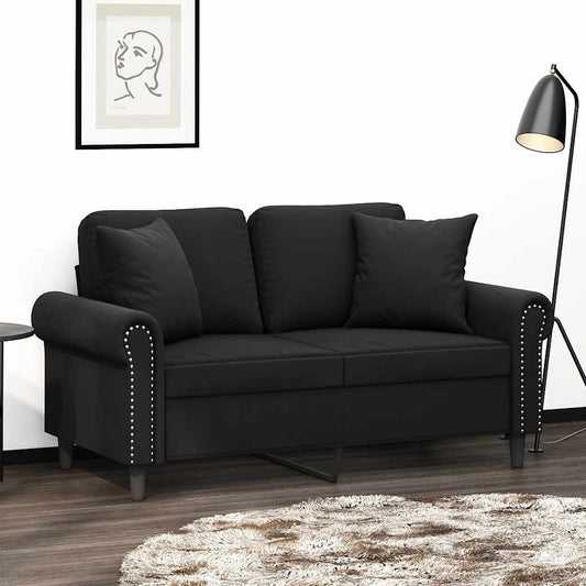Tweezitsbank met sierkussens 120 cm fluweel zwart is nu te koop bij PeponiXL, paradijselijk wonen!