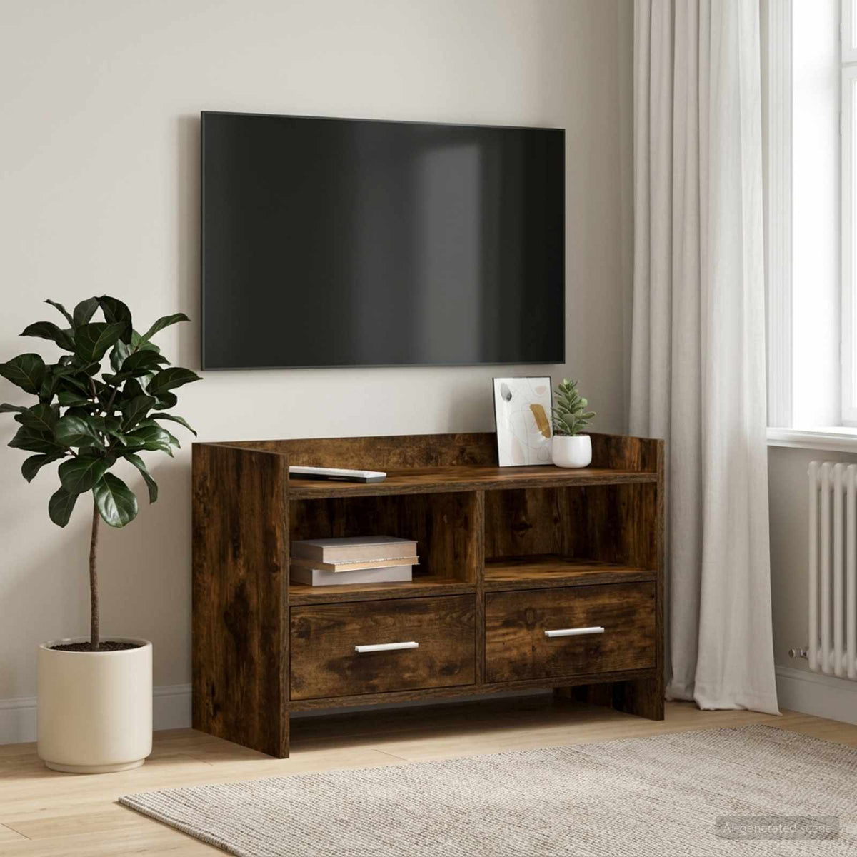 TV-kast 71,5 x 33 x 47 cm Gerookt eiken Bewerkt hout is nu te koop bij PeponiXL, paradijselijk wonen!
