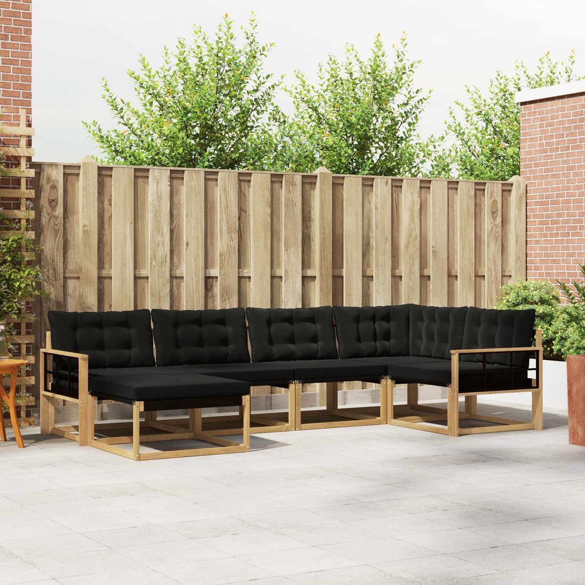 Buiten bankenset met kussen 6 pcs Wit en zwart is nu te koop bij PeponiXL, paradijselijk wonen!