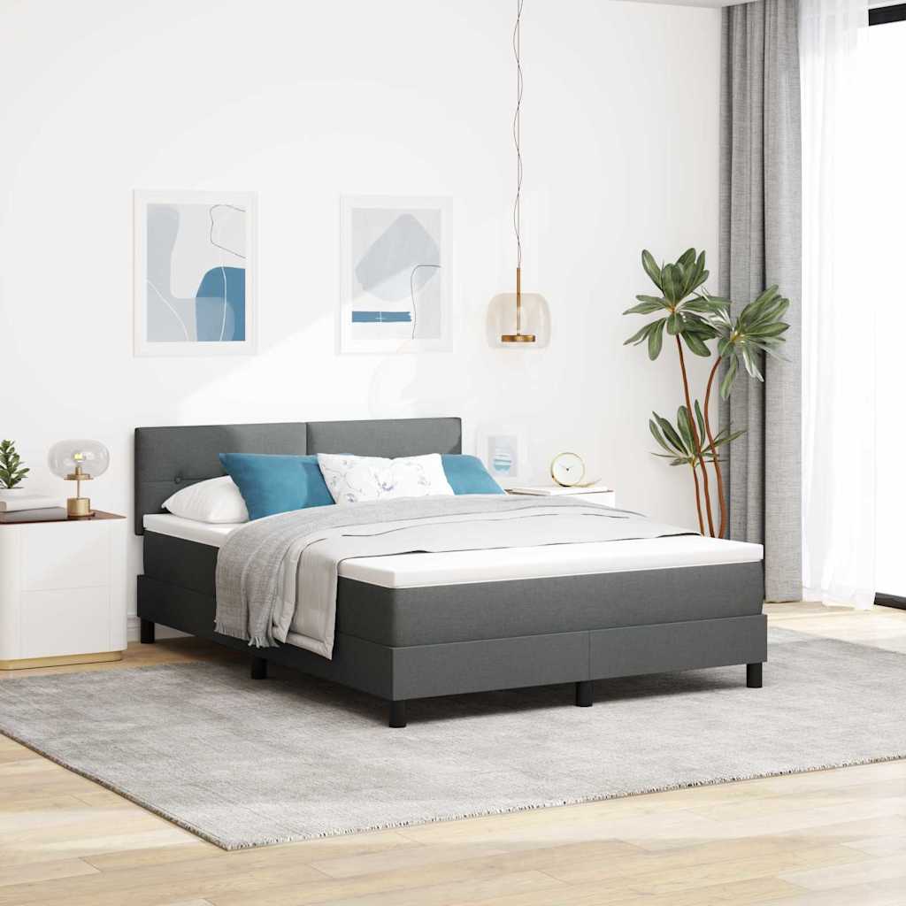 Boxspringbed met hoofdeinde Donkergrijs 140 x 190 cm Stof is nu te koop bij PeponiXL, paradijselijk wonen!