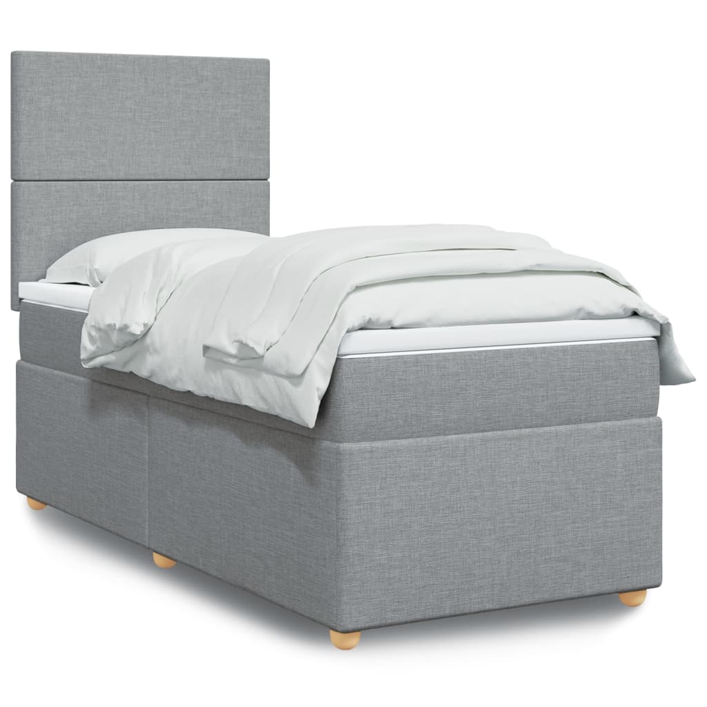 Boxspring met matras stof lichtgrijs 90x200 cm is nu te koop bij PeponiXL, paradijselijk wonen!