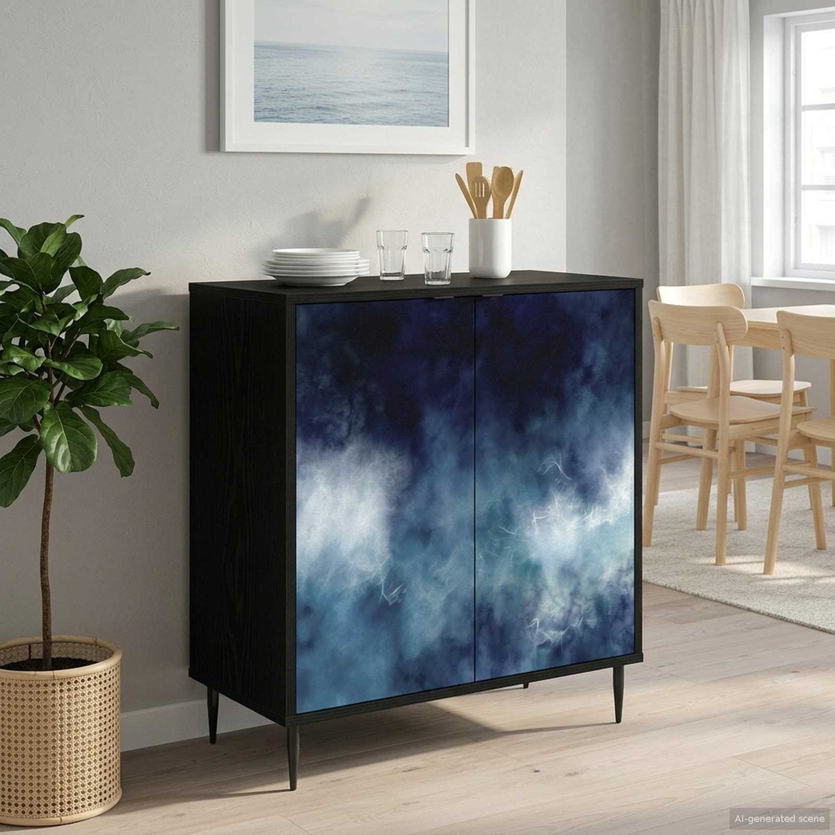 Dressoir RAALTE Zwart eiken 69 x 33 x 76 cm Bewerkt hout is nu te koop bij PeponiXL, paradijselijk wonen!