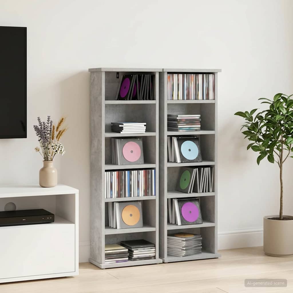 CD Kast 2 st Betongrijs 60 x 17 x 92 cm Bewerkt hout is nu te koop bij PeponiXL, paradijselijk wonen!