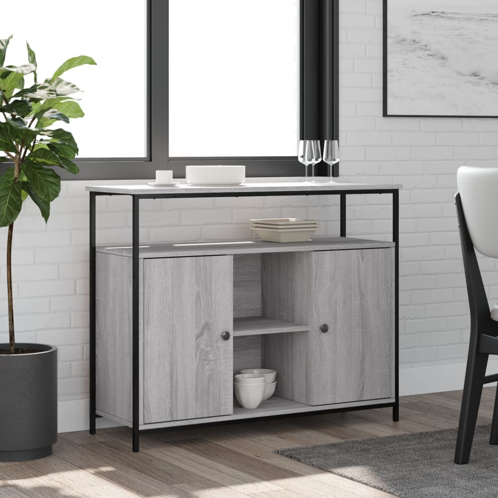 Dressoir 100x35x80 cm bewerkt hout grijs sonoma is nu te koop bij PeponiXL, paradijselijk wonen!