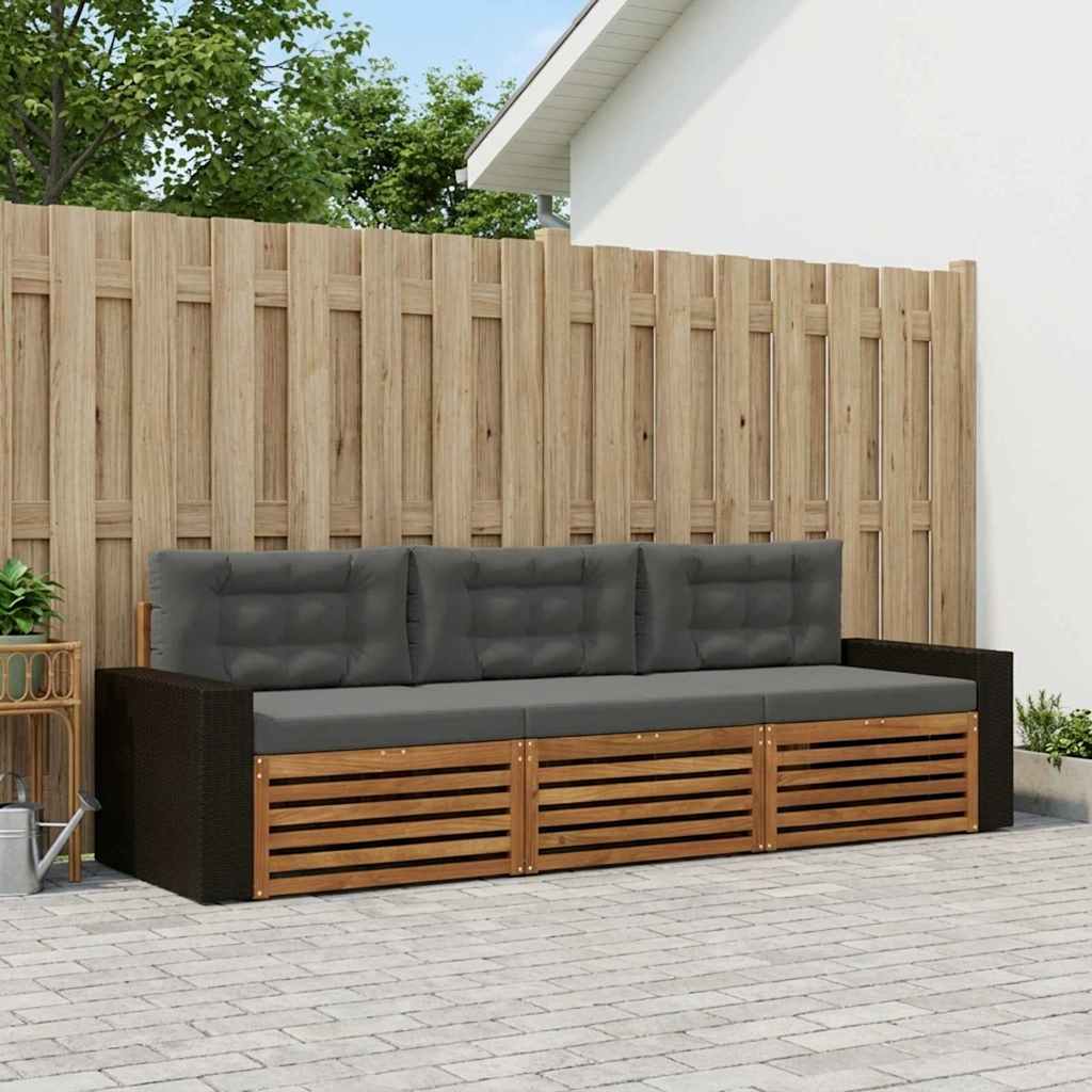 Buiten bankenset 3 pcs Natuurlijk en Antraciet Polyester is nu te koop bij PeponiXL, paradijselijk wonen!