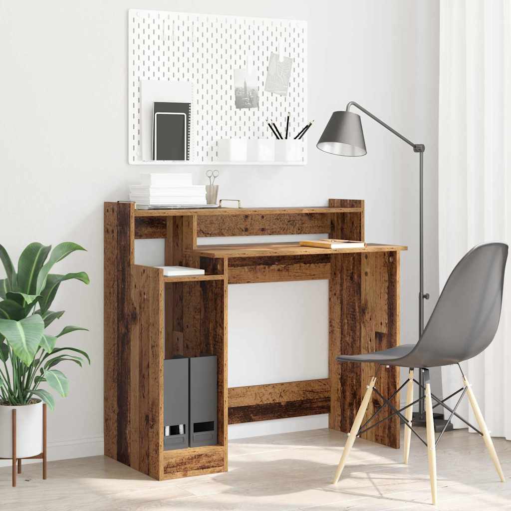 Bureau met plank Oudhout 97 x 45 x 90 cm Bewerkt hout is nu te koop bij PeponiXL, paradijselijk wonen!