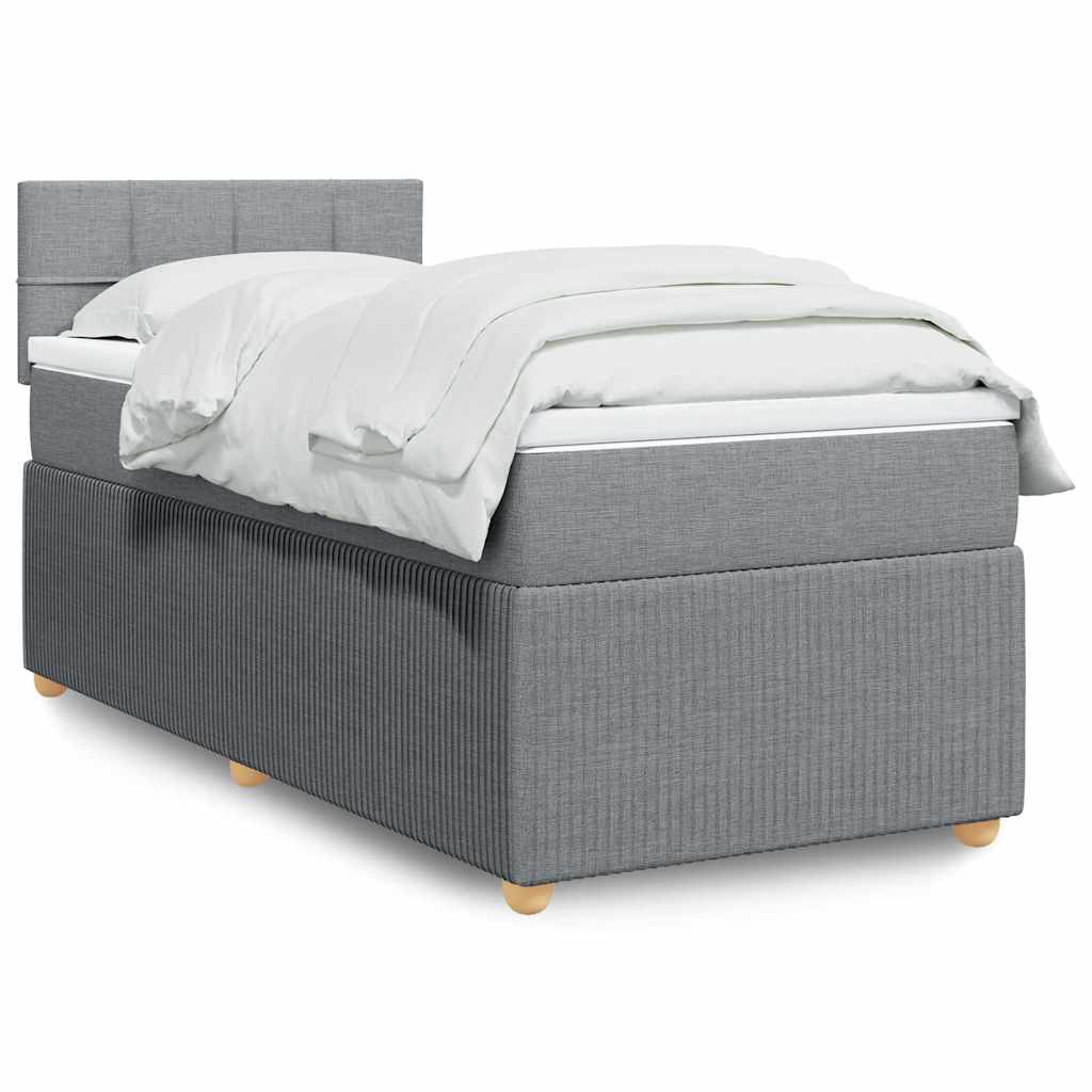 Boxspring met matras stof lichtgrijs 90x190 cm is nu te koop bij PeponiXL, paradijselijk wonen!