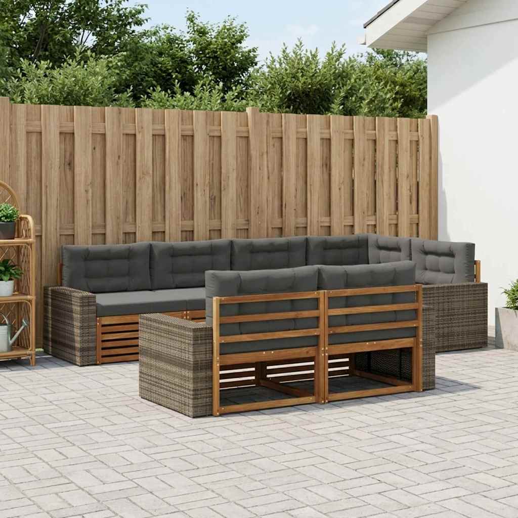 Buiten bankenset met kussen 7 pcs Natuurlijk en Antraciet is nu te koop bij PeponiXL, paradijselijk wonen!