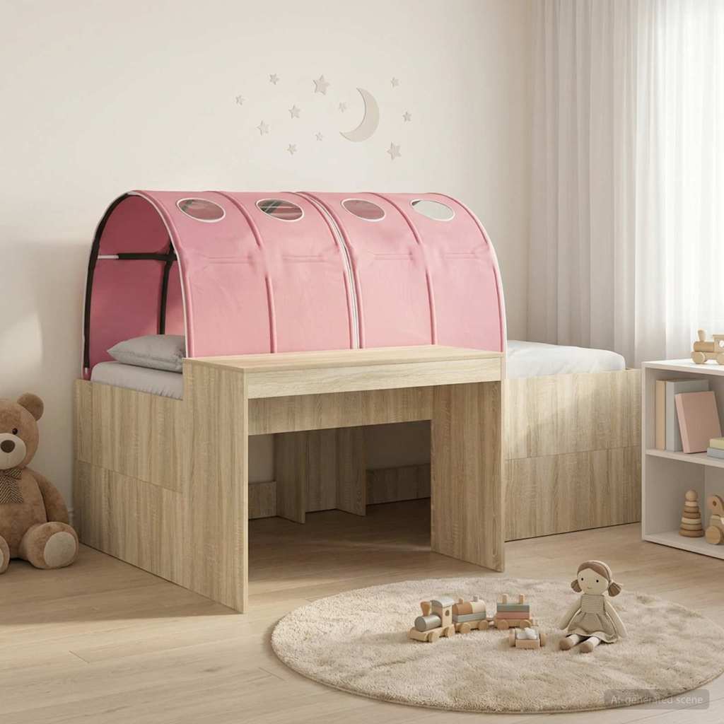 Bed met Tunnel 3 st Artisian Eik en Roze Bewerkt hout is nu te koop bij PeponiXL, paradijselijk wonen!
