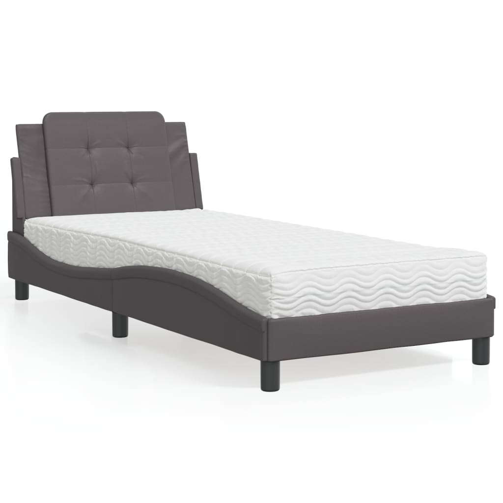 Bedframe zonder matras "Zadar" kunstleer grijs 100x200 cm is nu te koop bij PeponiXL, paradijselijk wonen!