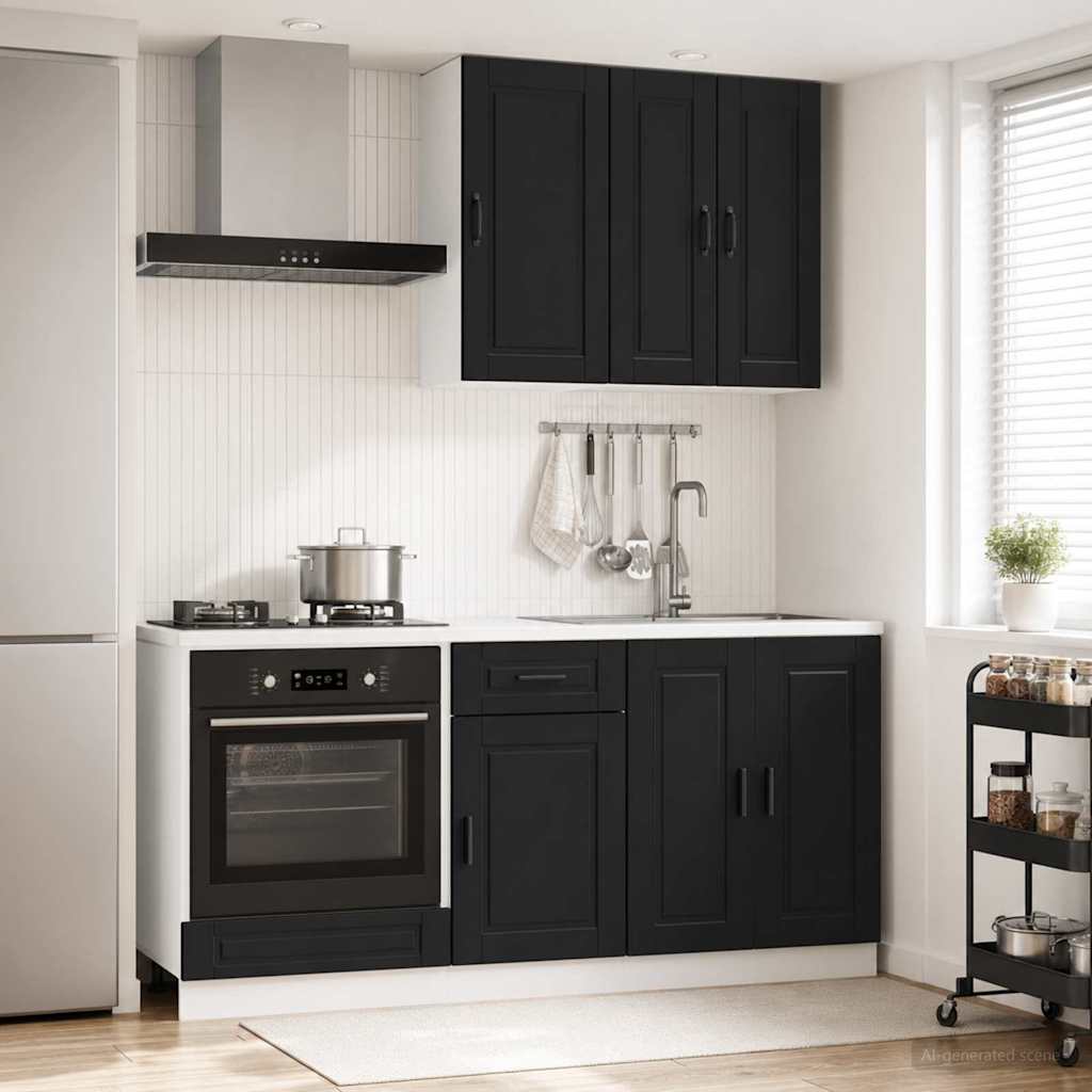 Keukenblok PORTO 5 pcs Zwart Bewerkt hout is nu te koop bij PeponiXL, paradijselijk wonen!