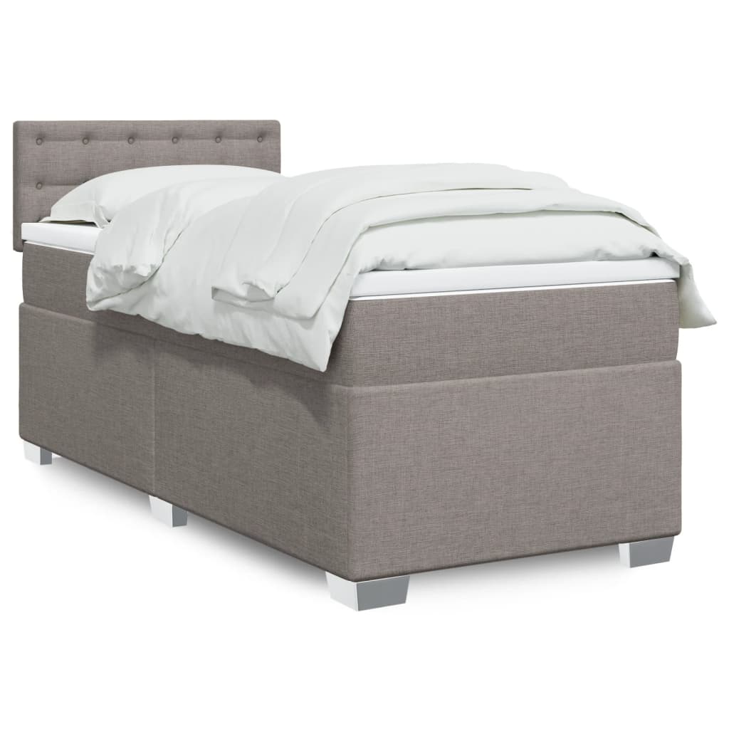 Boxspring met matras stof taupe 100x200 cm is nu te koop bij PeponiXL, paradijselijk wonen!