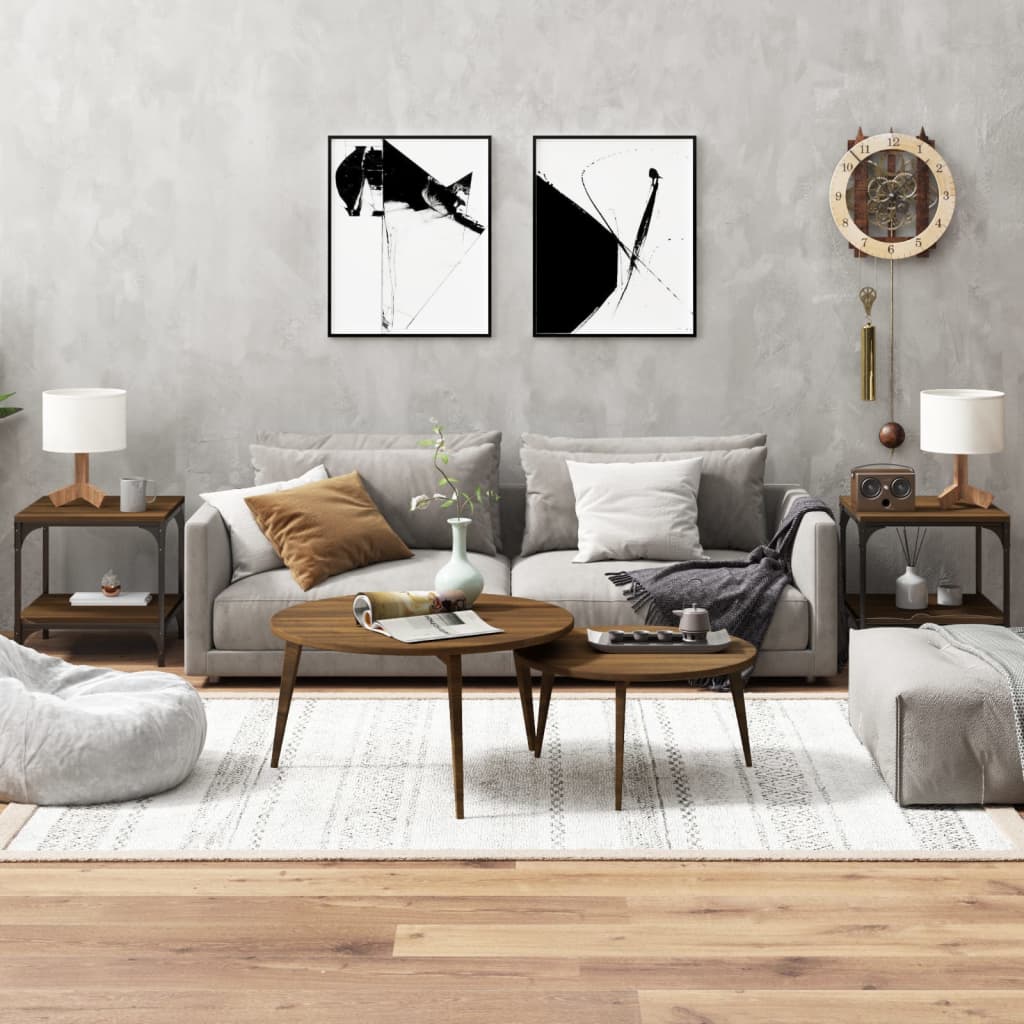 Bijzettafels 2 st 40x40x40 cm bewerkt hout bruineiken is nu te koop bij PeponiXL, paradijselijk wonen!