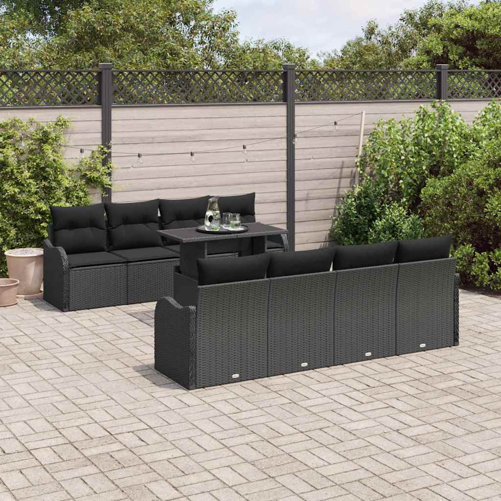 Tuin Sofa Set met kussen 7 pcs Zwart poly rattan is nu te koop bij PeponiXL, paradijselijk wonen!