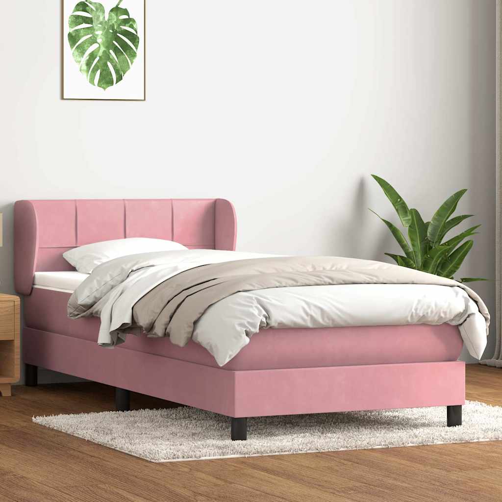 Boxspring met matras fluweel roze 80x220 cm is nu te koop bij PeponiXL, paradijselijk wonen!
