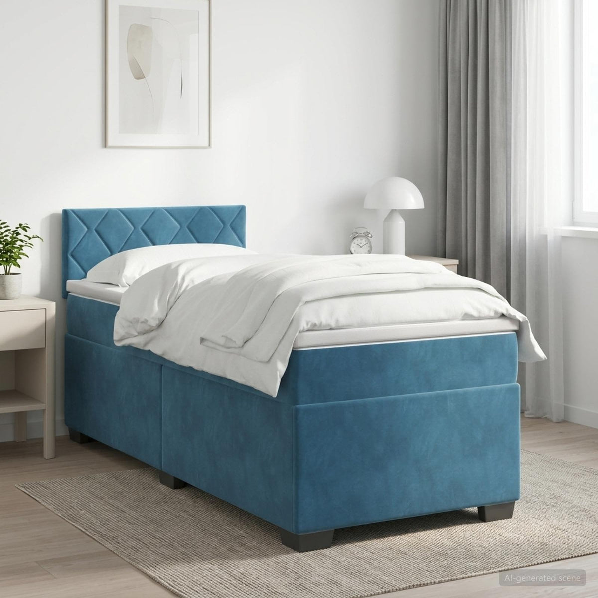 Boxspringbed met matras Donkerblauw 90 x 190 cm Fluweel is nu te koop bij PeponiXL, paradijselijk wonen!
