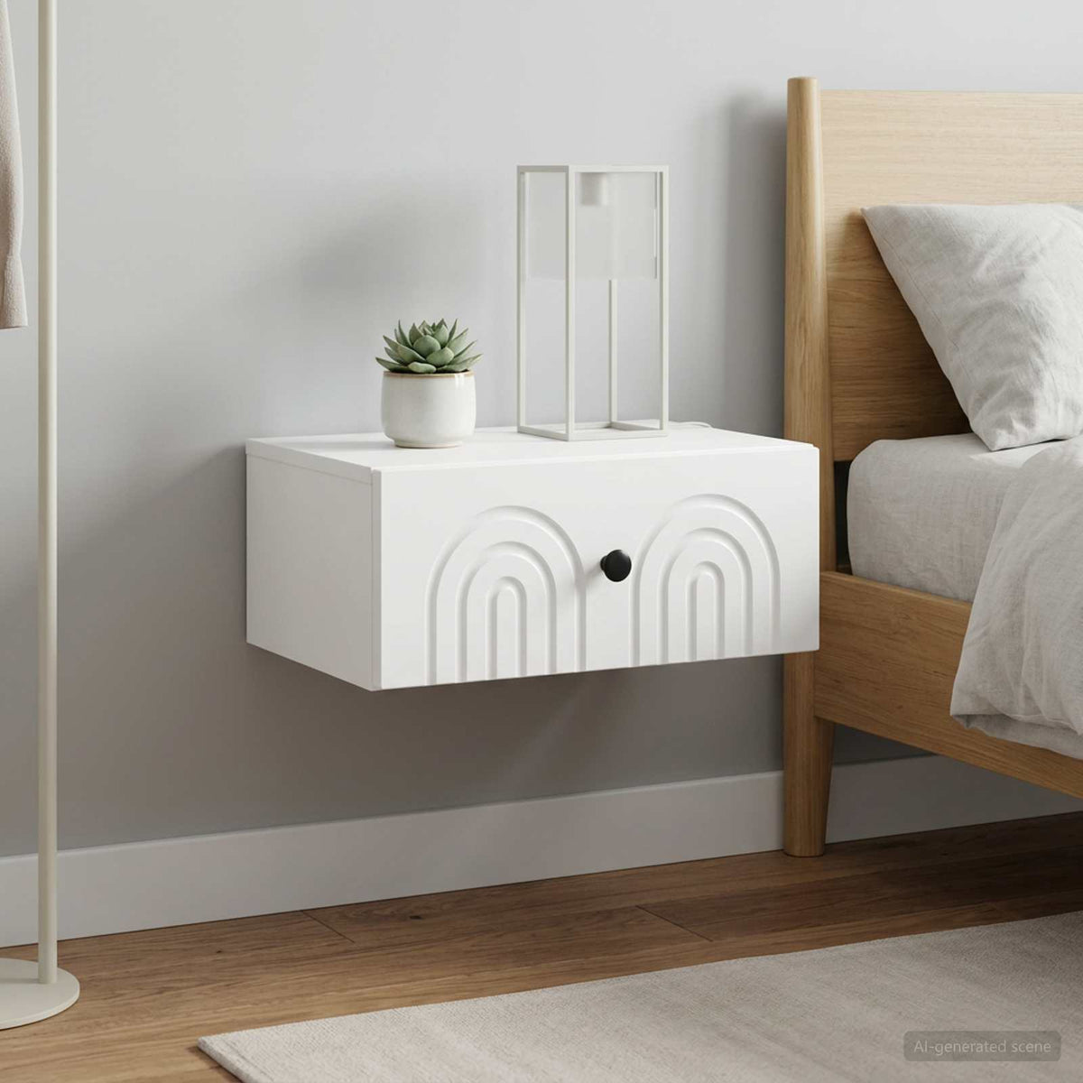 Wandbeugel Bedkast 2 pcs Wit 49 x 34,5 x 20 cm Bewerkt hout is nu te koop bij PeponiXL, paradijselijk wonen!