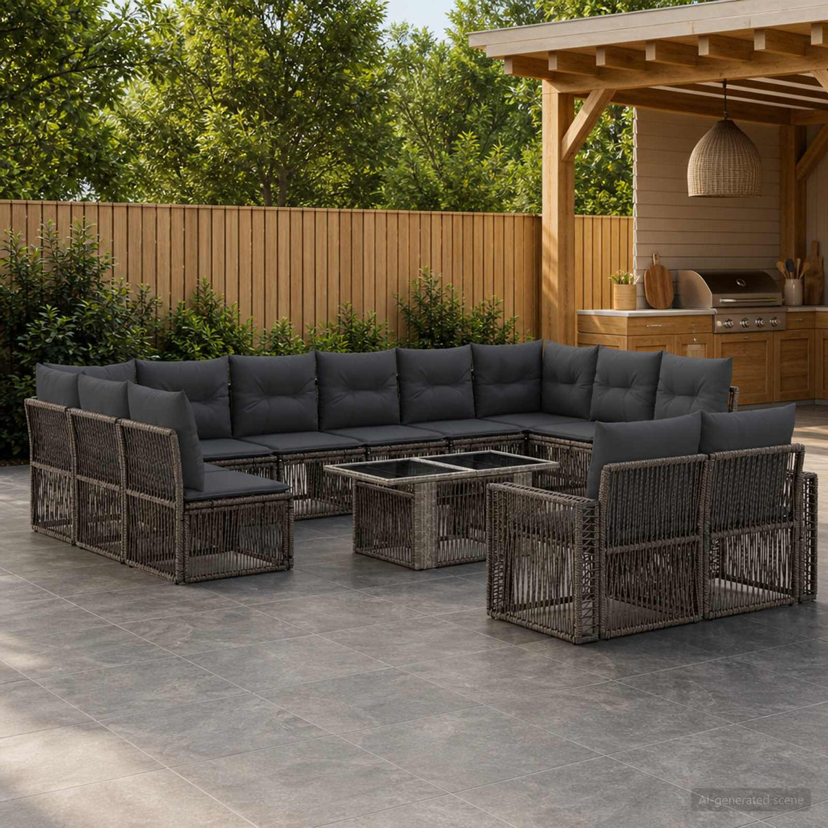 Tuinbankenset 13 st Grijs en Donkergrijs poly rattan is nu te koop bij PeponiXL, paradijselijk wonen!