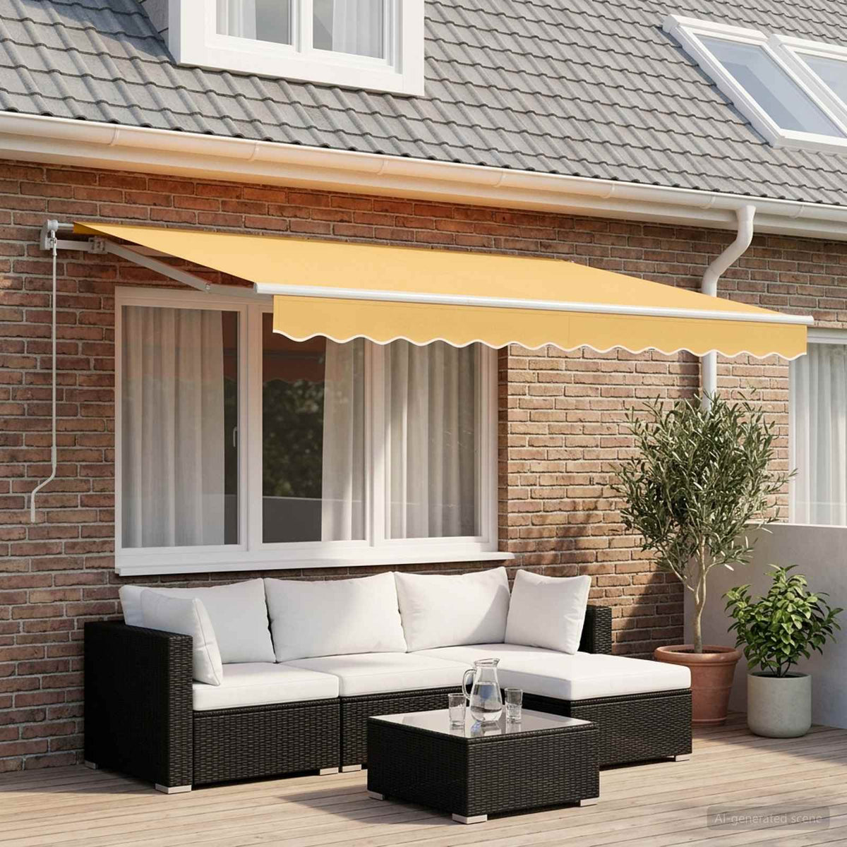 Uitschuifbare luifel Zand 4 × 3 m Polyester en Aluminium is nu te koop bij PeponiXL, paradijselijk wonen!