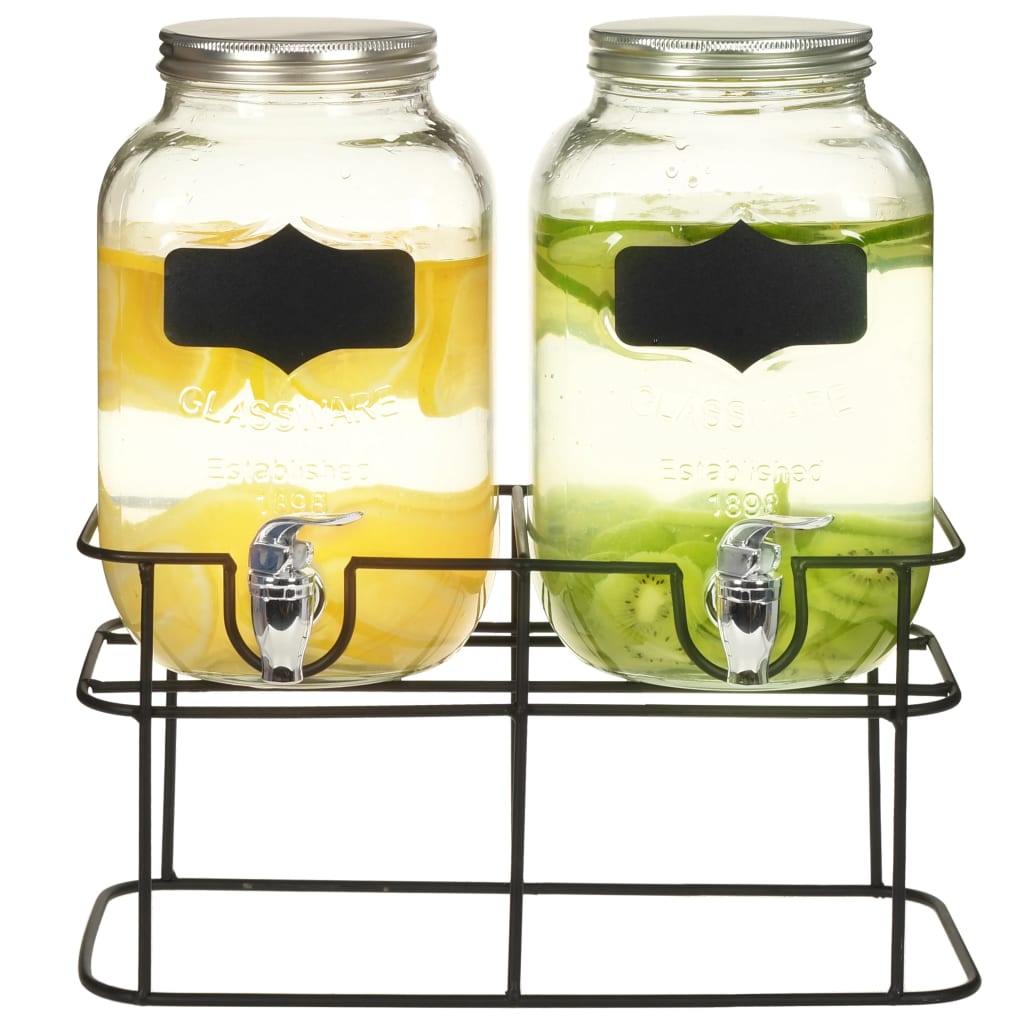 Drankdispensers 2 st met standaard 2 x 4 L glas is nu te koop bij PeponiXL, paradijselijk wonen!