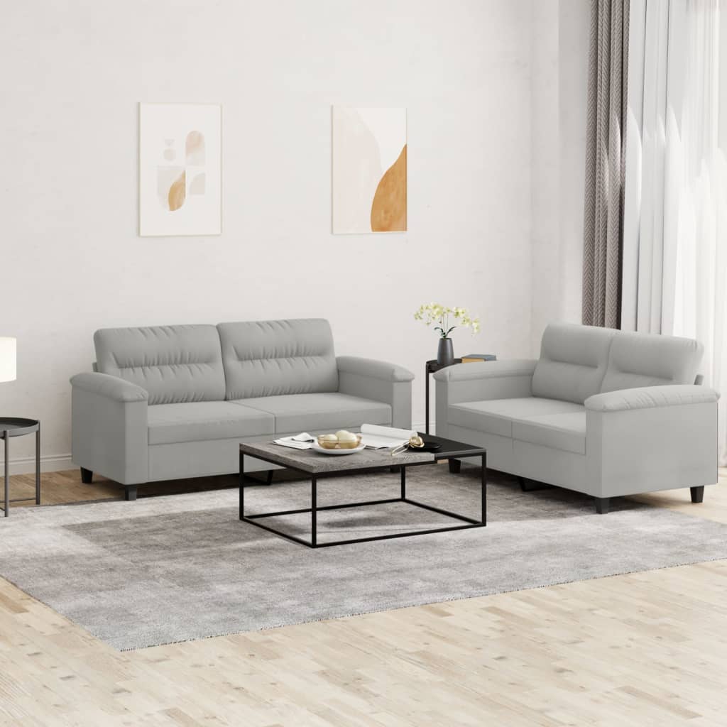 2-delige Loungeset met kussens microvezelstof lichtgrijs is nu te koop bij PeponiXL, paradijselijk wonen!