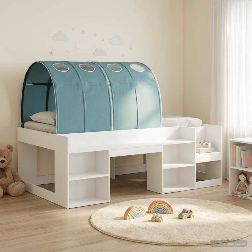 Bedframe met tunnel 3 st Wit en Lichtblauw Geconstrueerd hout is nu te koop bij PeponiXL, paradijselijk wonen!
