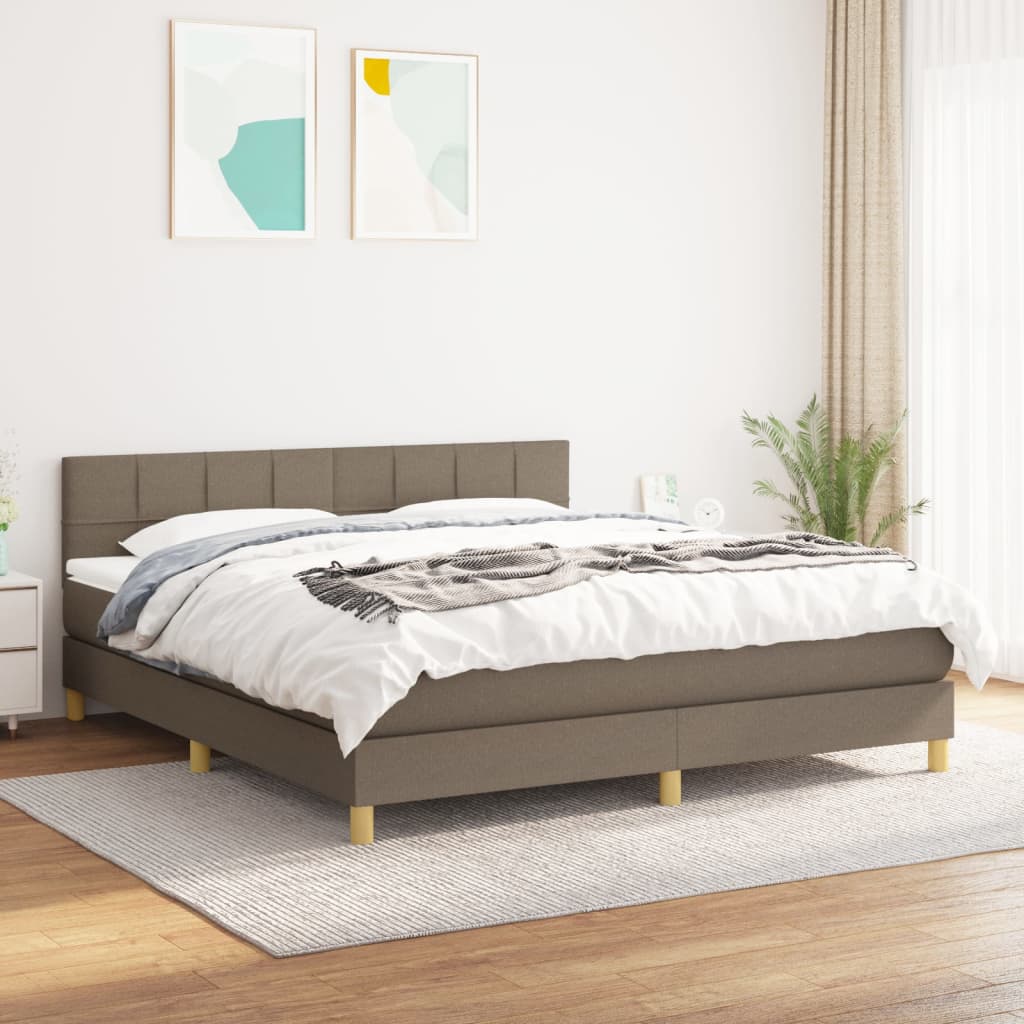 Boxspring met matras stof taupe 160x200 cm is nu te koop bij PeponiXL, paradijselijk wonen!