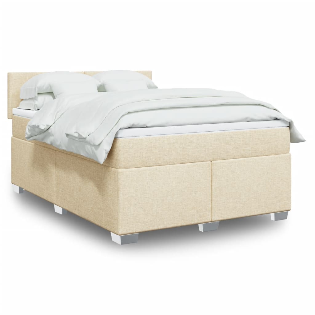 Boxspring met matras stof crèmekleurig 160x200 cm is nu te koop bij PeponiXL, paradijselijk wonen!