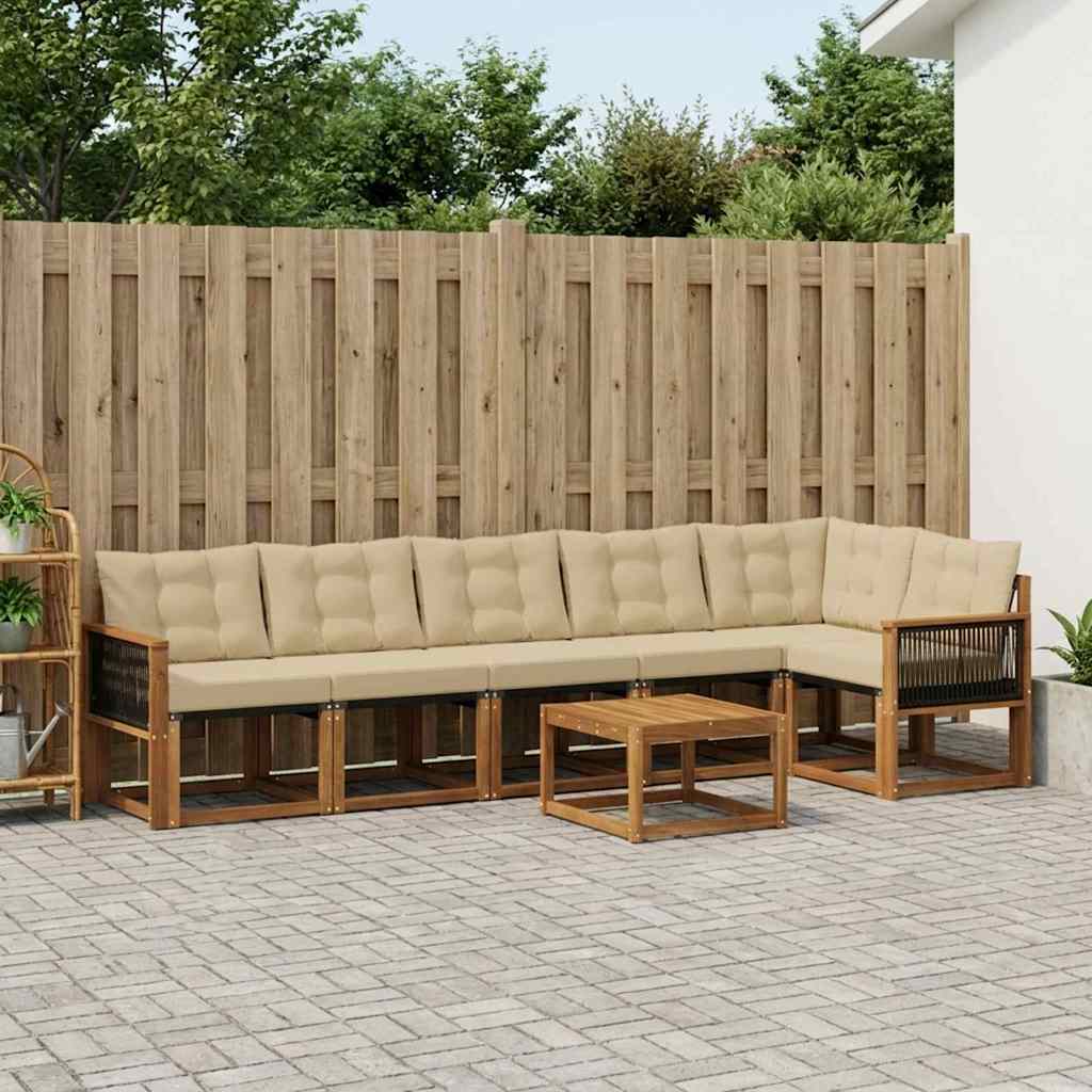 Buiten bankenset met kussen 7 pcs Natuurlijk en Beige is nu te koop bij PeponiXL, paradijselijk wonen!