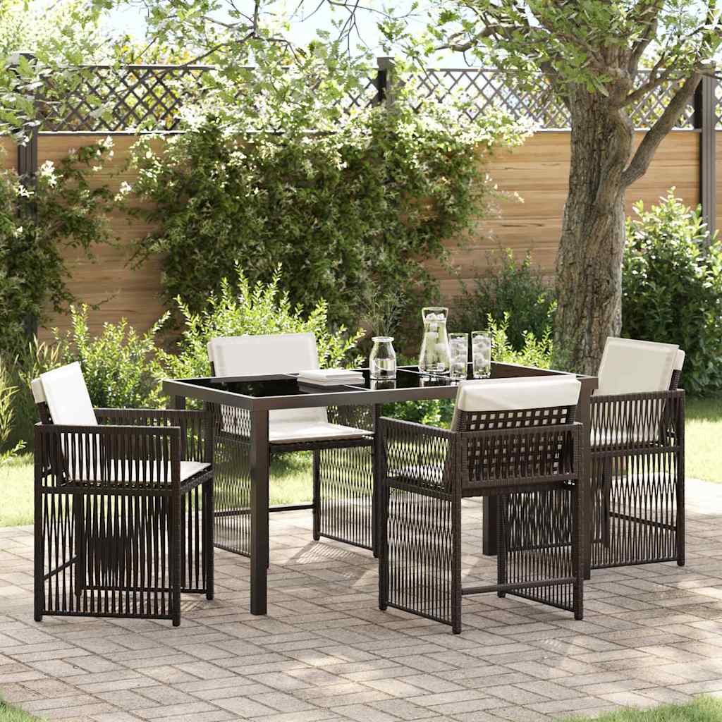 Tuin eettafelset 5 pcs Bruin poly rattan is nu te koop bij PeponiXL, paradijselijk wonen!