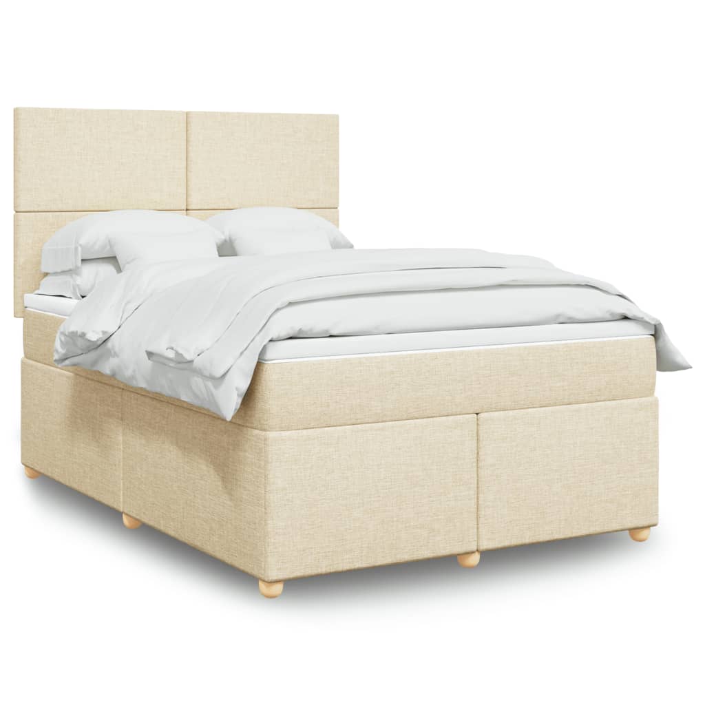 Boxspring met matras stof crèmekleurig 160x200 cm is nu te koop bij PeponiXL, paradijselijk wonen!