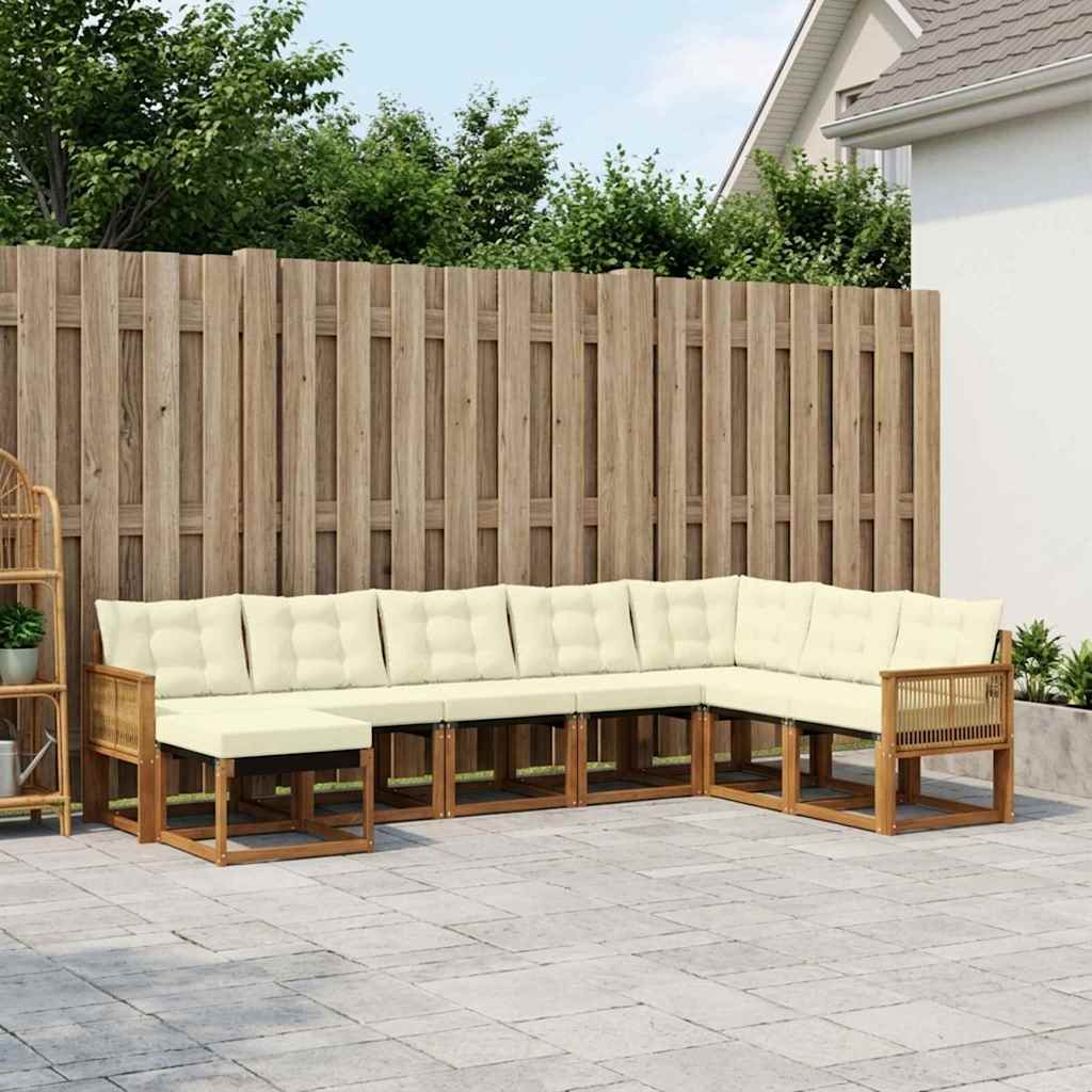 Buiten bankenset met kussen 8 pcs Natuurlijk en Crème is nu te koop bij PeponiXL, paradijselijk wonen!