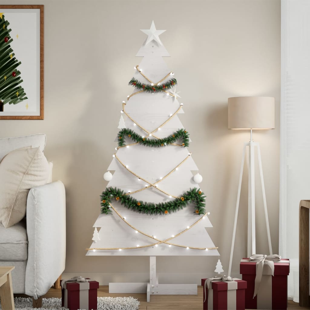 Kerstdecoratie kerstboom 150 cm massief grenenhout wit is nu te koop bij PeponiXL, paradijselijk wonen!