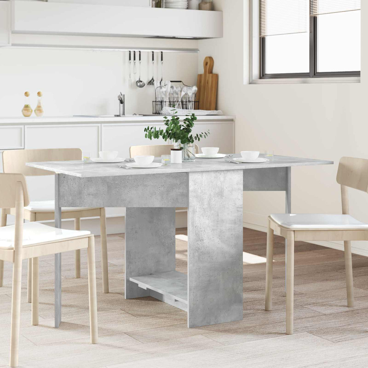 Eettafel 138 x 70 x 73,5 cm Bewerkt hout Betongrijs Rechthoekig is nu te koop bij PeponiXL, paradijselijk wonen!