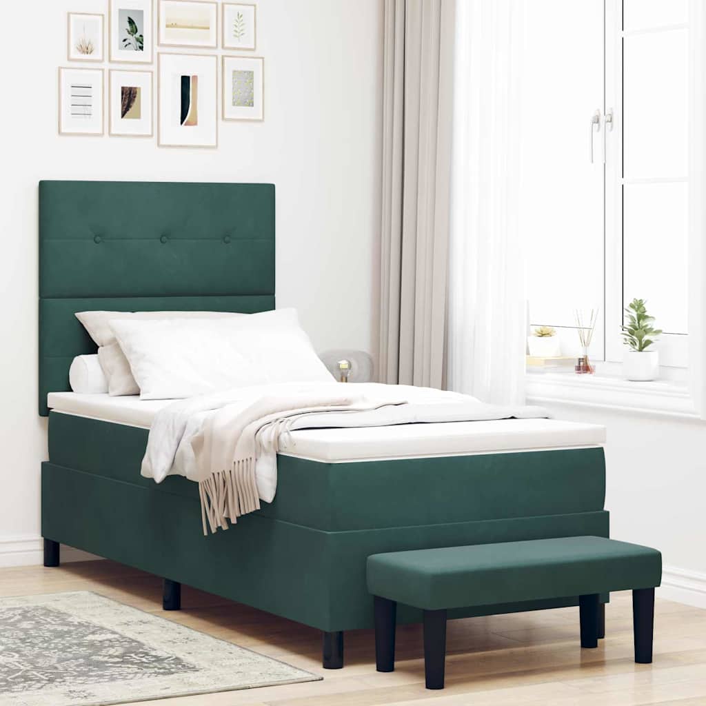 Boxspring bed met hoofdeinde Donkergroen 200 x 100 cm Fluweel is nu te koop bij PeponiXL, paradijselijk wonen!
