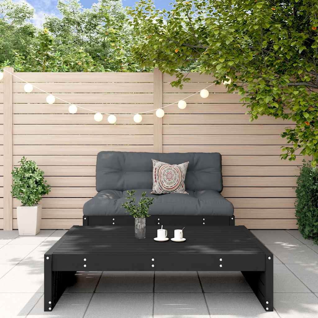 2-delige Loungeset met kussens massief hout zwart is nu te koop bij PeponiXL, paradijselijk wonen!