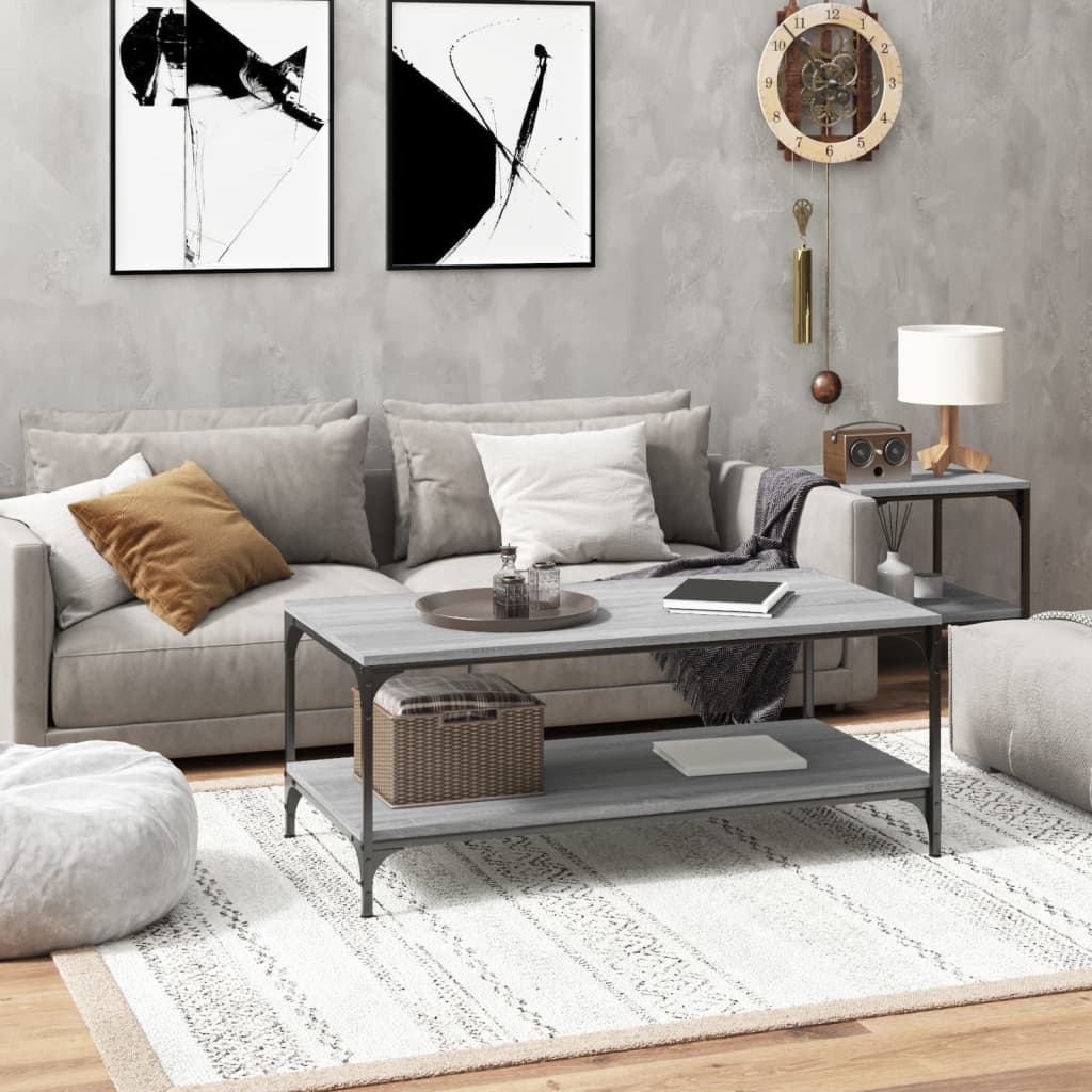 Salontafel 80x50x40 cm bewerkt hout grijs sonoma eiken is nu te koop bij PeponiXL, paradijselijk wonen!