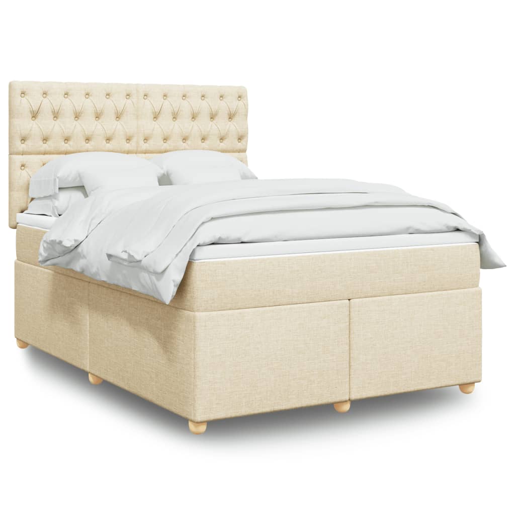 Boxspring met matras stof crèmekleurig 140x200 cm is nu te koop bij PeponiXL, paradijselijk wonen!