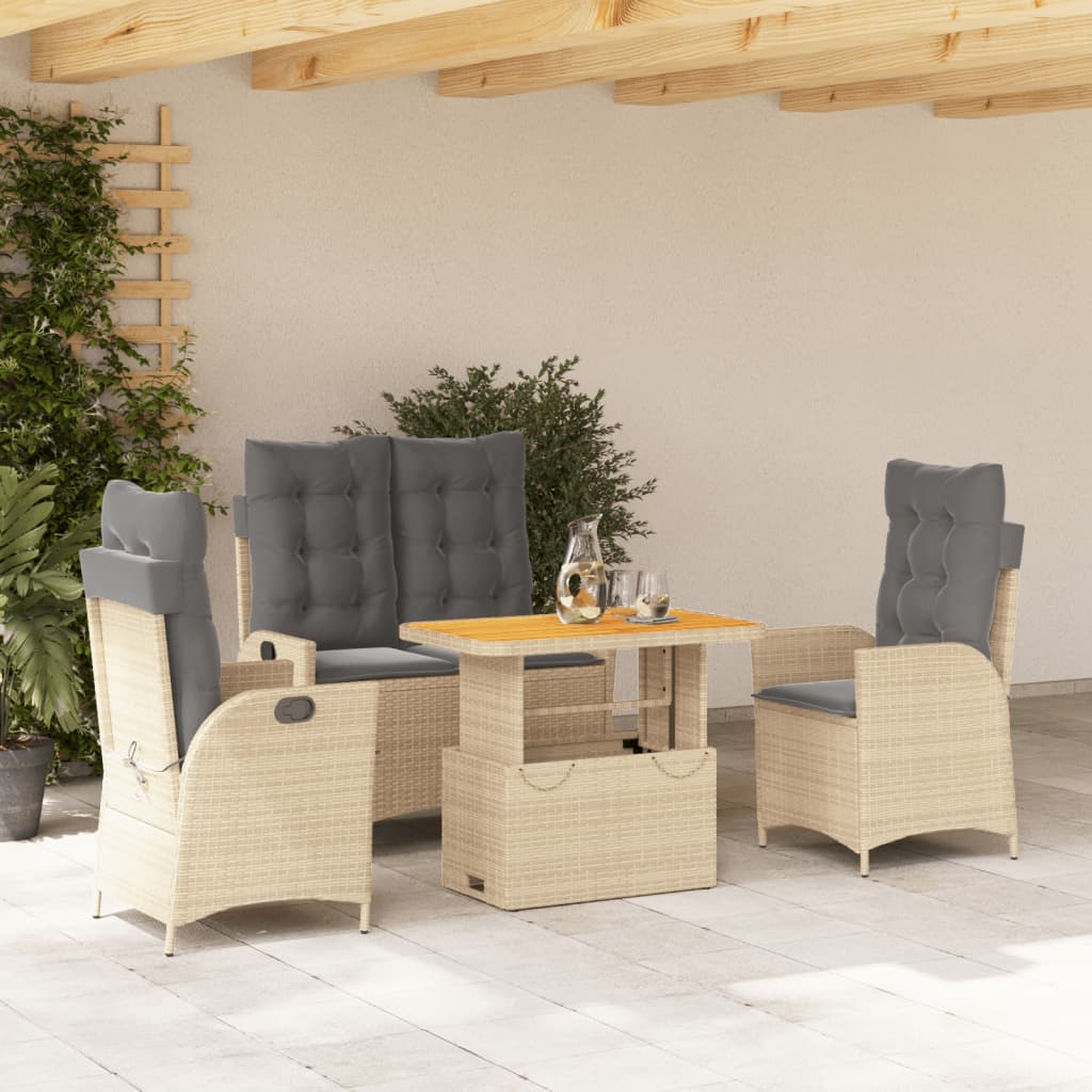 4-delige Tuinset met kussens poly rattan beige is nu te koop bij PeponiXL, paradijselijk wonen!