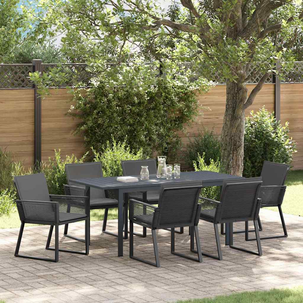 Tuin eettafelset 7 pcs Antraciet poly rattan is nu te koop bij PeponiXL, paradijselijk wonen!