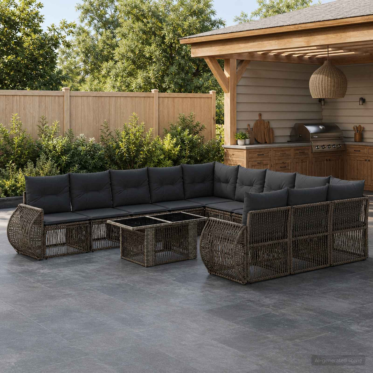 Tuinbankenset 12 st Grijs en Donkergrijs poly rattan is nu te koop bij PeponiXL, paradijselijk wonen!