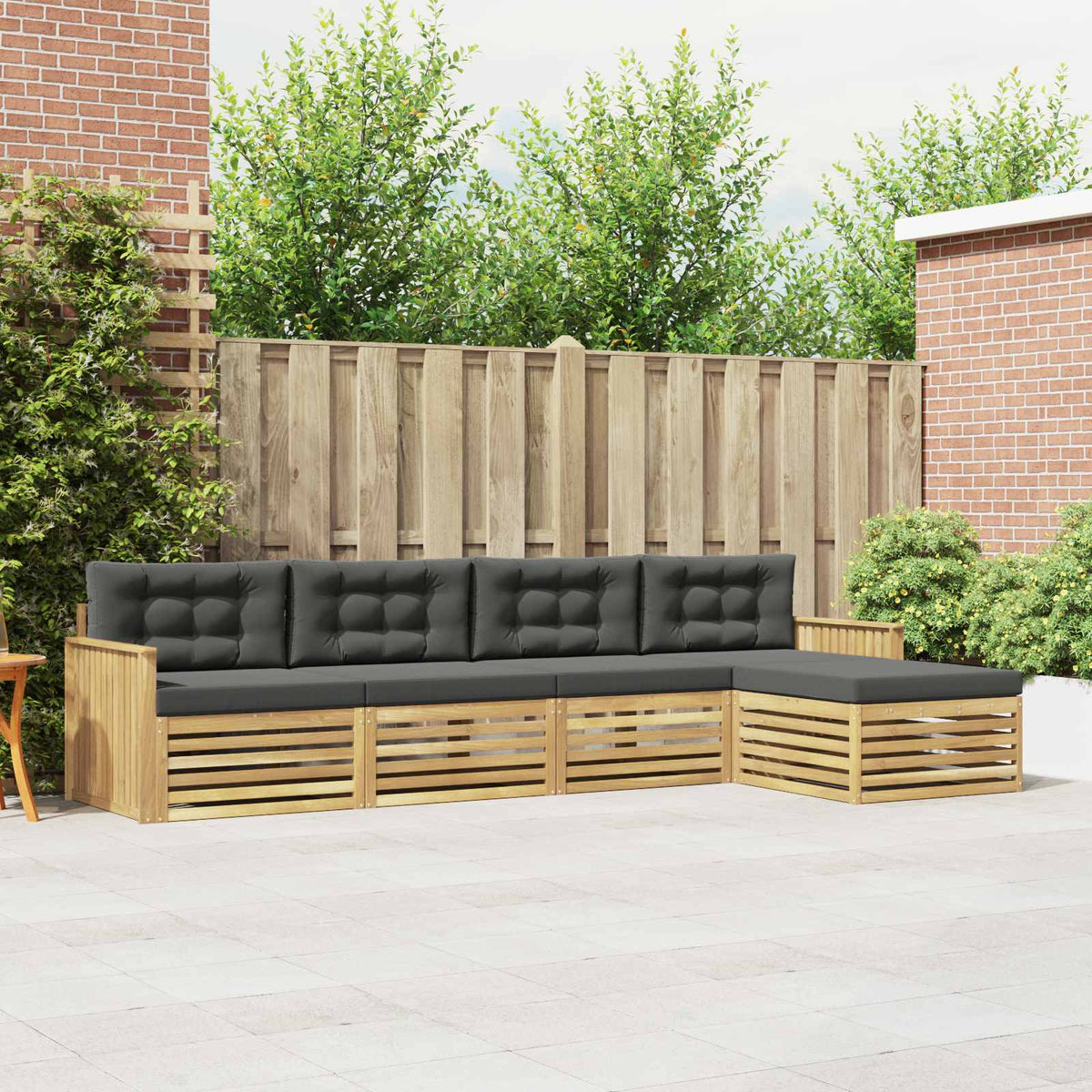 Buiten bankenset 5 pcs Wit en antracietkleurig is nu te koop bij PeponiXL, paradijselijk wonen!