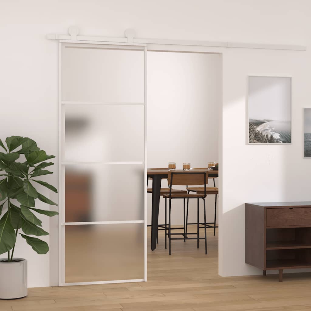 Schuifdeur 76x205 cm mat ESG-glas en aluminium wit is nu te koop bij PeponiXL, paradijselijk wonen!