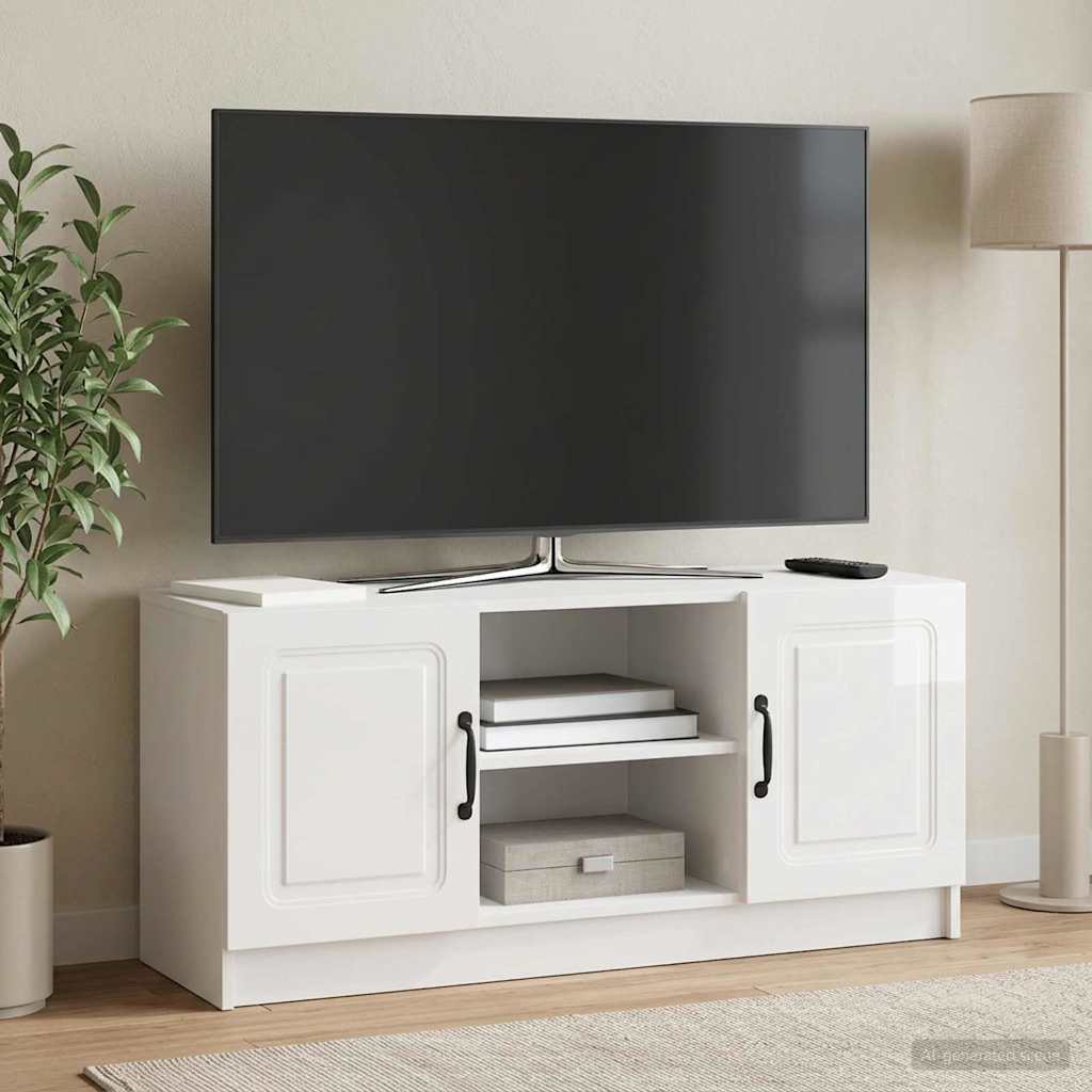 TV-kast Hoogglans Wit 102 x 34,5 x 47 cm Bewerkt hout is nu te koop bij PeponiXL, paradijselijk wonen!