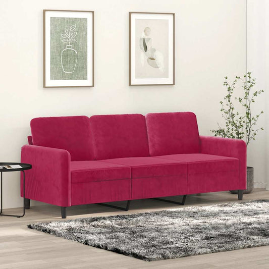 Driezitsbank 180 cm fluweel wijnrood is nu te koop bij PeponiXL, paradijselijk wonen!
