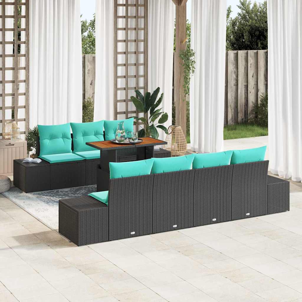 Tuin Sofa Set 8 st Zwart Poly riet is nu te koop bij PeponiXL, paradijselijk wonen!