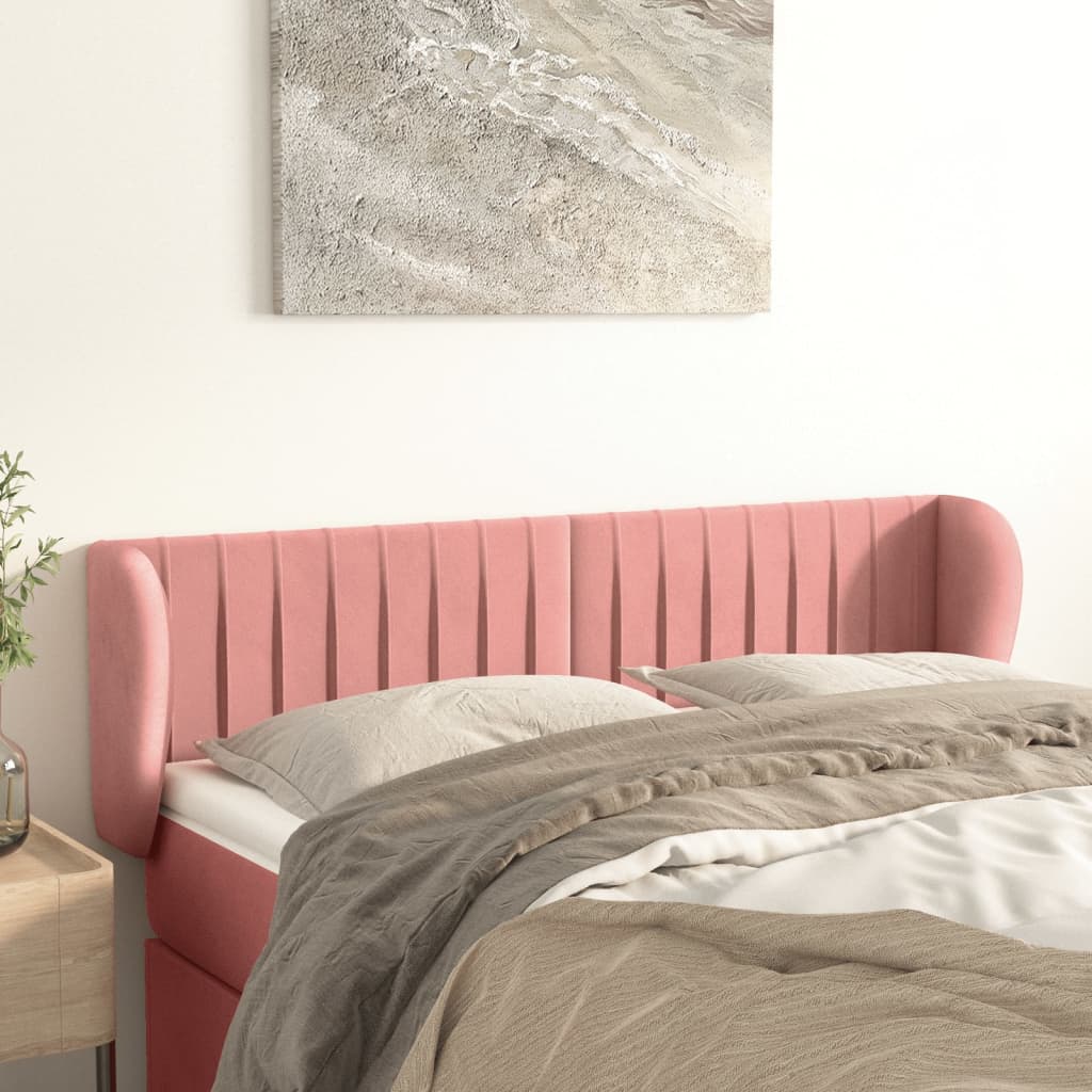 Hoofdbord met randen 147x23x78/88 cm fluweel roze is nu te koop bij PeponiXL, paradijselijk wonen!