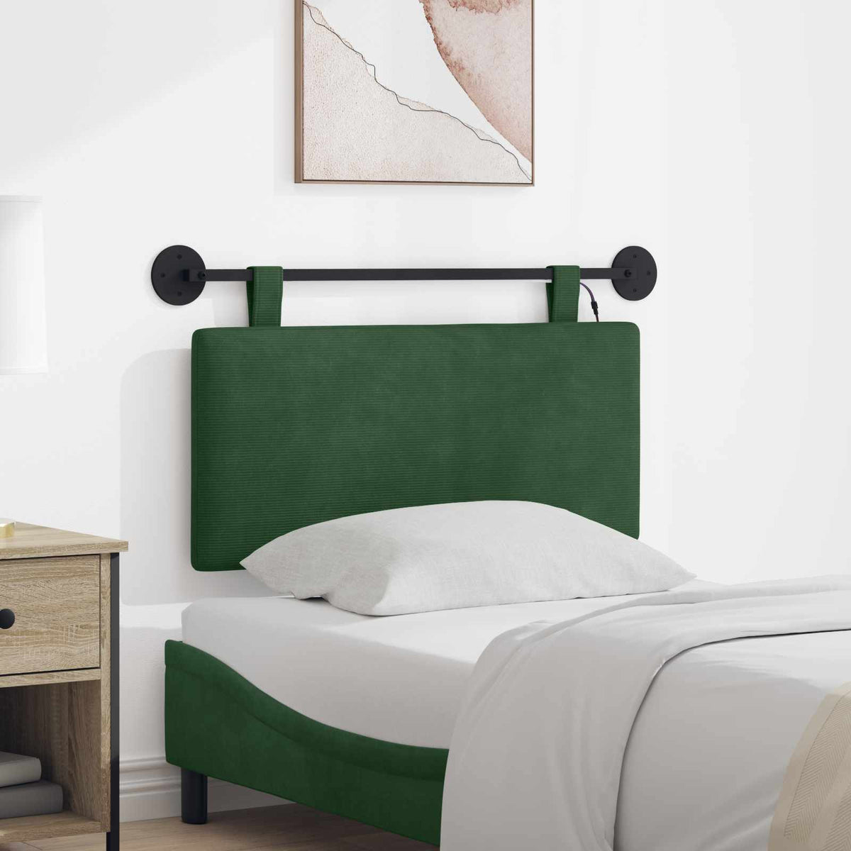 Hangend hoofdbord Met LED-verlichting Jungle Groen Katoen Stof is nu te koop bij PeponiXL, paradijselijk wonen!